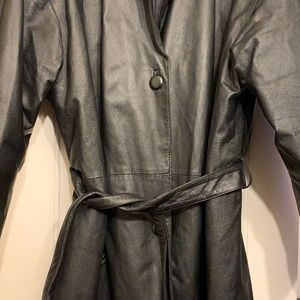 Woman’s Leather Coat with Waist Belt